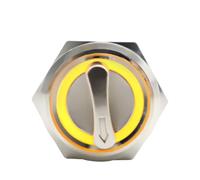 Interrupteur à bouton-poussoir à 3 positions 22 mm DPDT, sélecteur métallique éclairé, interrupteur rotatif avec LED, étanche 5 V, rouge, vert, blanc(Yellow,LATCHING_2_220V)