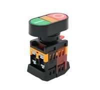 Interrupteur à bouton-poussoir à double tête momentané 22 mm 380 V 220 V AC ON/OFF START STOP 1 NO 1 NC 2 boutons 22 N avec lampe LED jaune 24 V(24V)