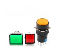 Interrupteur à bouton-poussoir AB6 avec lumière 5/8 broches, petit interrupteur de démarrage à verrouillage automatique, rond et carré, 3 A/250 V(Rectangle White,5PIN_SELF-LOCKING_220V WITH LIGHT)