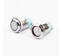 Interrupteur à bouton-poussoir annulaire en métal de 16 mm, anneau LED 5-380 V 12 V 6 V, verrouillage automatique momentané, moteur de voiture, 1 pièce(Red,SELF-RESET MOMENTARY_110V)