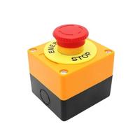 Interrupteur à bouton-poussoir autobloquant avec boîtier, tête champignon, signal rouge, NO + NF, CA 660 V, 10 A, arrêt d'urgence(Switch with box)