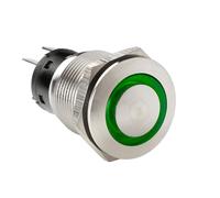 Interrupteur à bouton-poussoir avec voyant LED, 12/24 V - Vert