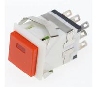 Interrupteur à bouton-poussoir carré momentané 17,2 x 17,2 mm, 3 A/250 V, 6 A/125 V, 2 NO/2 NC, avec lumière LED, en plastique, 5 pièces(Red,Locking)