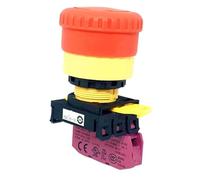 Interrupteur à bouton-poussoir champignon de signal 22MM YW1B-V4E Interrupteur d'arrêt d'urgence YW1B-V4E20R YW1B-V4E03R(1NC YW1B-V4E01R)