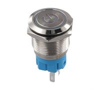 Interrupteur à bouton-poussoir compact en métal de 19 mm avec LED pour 12 24 V, IP66 résistant au vandalisme et aux intempéries (vert)