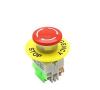 Interrupteur à bouton-poussoir d'arrêt d'urgence à capuchon champignon rouge 1NO 1NC DPST AC 660V 10A, équipement de commutation for ascenseur, verrouillage automatique