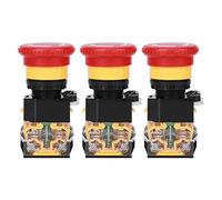 Interrupteur à bouton-poussoir d'arrêt d'urgence de 22 mm |Contrôle industriel marche-arrêt 440 V 10 A |Plastique technique robuste pour machines/panneaux/équipement |3 - Paquet