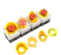 Interrupteur à bouton-poussoir d'arrêt d'urgence en forme de champignon, coque en plastique rouge, DPST, AC 660 V, 10 A, NO+NC, LAY37-11ZS(1)