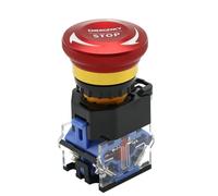 Interrupteur à bouton-poussoir d'arrêt d'urgence en métal, 22 mm, 10 A, démarrage et arrêt d'urgence, LA38, 1 pièce(1NO 1NC)