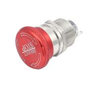 Interrupteur à bouton-poussoir d'arrêt d'urgence en métal, tête champignon rouge, 16 mm, 19 mm, 22 mm, avec flèche, autobloquant, étanche(More STOP,19MM_6PIN 2NO2NC)