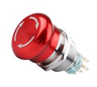 Interrupteur à bouton-poussoir d'arrêt d'urgence en métal, tête champignon rouge, 16 mm, 19 mm, 22 mm, avec flèche, autobloquant, étanche(No STOP,19MM_3PIN NONC)