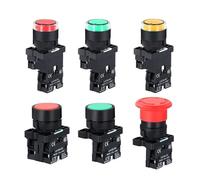 Interrupteur à bouton-poussoir de 22mm, réinitialisation momentanée marche/arrêt, 12V/220V/48V/24V, noir NC, sans bouton d'alimentation for tableaux industriels(EA35 GREEN 1NO1NC,380V)