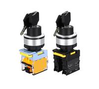 Interrupteur à bouton-poussoir de sélection de e 30 mm, 2 ou 3 voies, réinitialisation momentanée, verrouillage automatique, marche/arrêt, 12 V, 24 V, 220 V(3 Position (A Type),1NO)