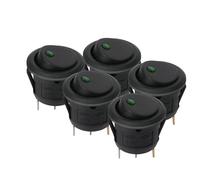 Interrupteur à bouton-poussoir de voiture 5 pièces/ensemble lumière LED interrupteur à bascule rond interrupteur à bascule de Luminescence étanche 12V(20MM-Green A)