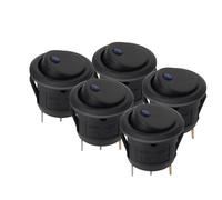 Interrupteur à bouton-poussoir de voiture, interrupteurs à bascule à Luminescence, étanche, 5 pièces/ensemble, lumière LED marche/arrêt 12V, à bascule ronde(20MM-Blue A)