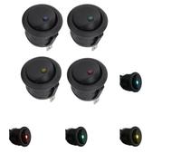 Interrupteur à bouton-poussoir de voiture, interrupteurs à bascule à Luminescence, étanche, 5 pièces/ensemble, lumière LED marche/arrêt 12V, à bascule ronde(20MM-Yellow A)