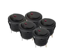 Interrupteur à bouton-poussoir de voiture, interrupteurs à bascule à Luminescence, étanche, 5 pièces/ensemble, lumière LED marche/arrêt 12V, à bascule ronde(20MM-Red A)