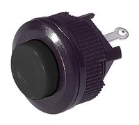 Interrupteur à bouton-poussoir diamètre 18 mm, fonction ON-OFF, bouton noir, unipolaire, 2 positions, rond, trou 16 mm, fixation à vis avec virole, panneau 12 V 220 V 1 A, contacts à souder, clic