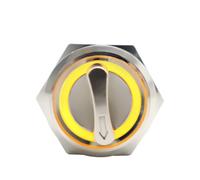 Interrupteur à bouton-poussoir DPDT 2 ou 3 positions, 22 mm, sélecteur rotatif métallique lumineux avec LED, étanche, 5 V, rouge, vert, blanc(Yellow Led,MOMENTARY_2 POSITION_12-24V)