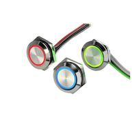 Interrupteur à bouton-poussoir en acier inoxydable, courte portée, réinitialisation automatique, momentané, bouton d'ascenseur tactile de 19 mm(4 pins,GREEN_12V24V)