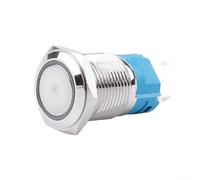 Interrupteur à bouton-poussoir en acier inoxydable résistant aux intempéries 19 mm, auto-réinitialisation avec LED pour systèmes 12 V 24 V (jaune)