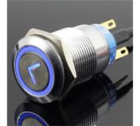 Interrupteur à bouton-poussoir en laiton, type L, 19 mm, plat, rond, lumineux, momentané, 1NO, 1NC, 1 pièce(Blue (arrow),Momentary,5V)