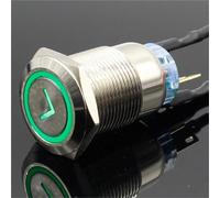 Interrupteur à bouton-poussoir en laiton, type L, 19 mm, plat, rond, lumineux, momentané, 1NO, 1NC, 1 pièce(Green (arrow),Momentary,24V)