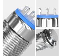 Interrupteur à bouton-poussoir en métal 12 mm 12 V 1 No 1 Nc Momentané auto-réinitialisant Ip40 en acier inoxydable pour projets de sonnette d'allumage automobile