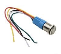 Interrupteur à bouton-poussoir en métal 16 mm, verrouillage marche/arrêt, 12 V DC, anneau LED en acier inoxydable, étanchéité IP65, autobloquant (Iris)
