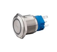 Interrupteur à bouton-poussoir en métal 19 mm 1NO 1NC, tête ronde plate avec anneau LED, 5 pièces(White LED,MOMENTARY_3V-9V)