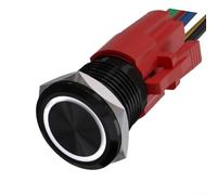 Interrupteur à bouton-poussoir en métal 22 mm 12 V LED auto-bloquant tête plate étanche IP67 1NO1NC interrupteur de contact pour panneau de contrôle de modification de véhicule (blanc)