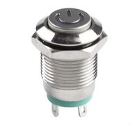 Interrupteur à bouton-poussoir en métal de 12 mm avec indicateur LED plat, 12 V-24 V CC, normalement ouvert, boîtier en acier inoxydable, contrôle de l'alimentation industrielle pour (vert)