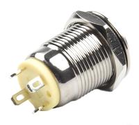 Interrupteur à bouton-poussoir en métal de 12 mm avec lumière LED plate étanche, compatible avec alimentation 12 V 24 V pour usage industriel (blanc)