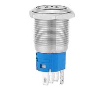 Interrupteur à bouton-poussoir en métal de 16 mm 12 V |Réinitialisation automatique LED jaune avec anneau de symbole d'électricité |Étanchéité IP67 et tolérance aux chocs IK09