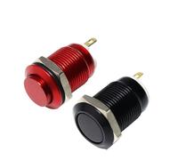Interrupteur à bouton-poussoir en métal d'oxydation, 12mm, étanche IP65, auto-réinitialisation, interrupteur marche/arrêt momentané, rouge vert bleu jaune noir(RED,High Round-Latching)