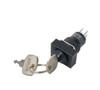 Interrupteur à bouton-poussoir en plastique de 16 mm avec verrouillage rotatif à clé, 2 NF, 2 NO, contact argenté, 6 broches, 3 positions, commande de verrouillage LA16J-22Y/3