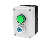 Interrupteur à bouton-poussoir étanche à 2 trous et 2 vitesses, 220 V, avec voyant lumineux, for démarrage/arrêt électrique industriel(Red light with key)