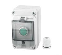 Interrupteur à bouton-poussoir étanche IP66, 1 voie momentanée/auto-réinitialisable, boîtier ABS gris/vert pour ouvre-portail, industrie et extérieur, montage facile