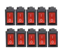 Interrupteur à bouton-poussoir KCD11-101, 3 A/250 V, noir et rouge, 10 x 15 mm, 2 broches, marche/arrêt, lot de 3, 5 ou 10 pièces(10PCS Red)
