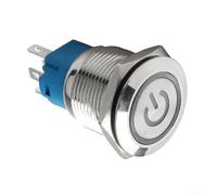 Interrupteur à bouton-poussoir LED 110/220 V ON/OFF - Symbole d'alimentation de 19 mm - Coque en métal étanche - Compatible avec divers appareils électriques - Jaune