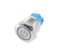 Interrupteur à bouton-poussoir LED 12 V 19 mm for anneau lumineux, étiquette, verrouillage, réinitialisation de voiture(BLUE_12-24V)