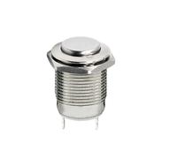Interrupteur à bouton-poussoir métallique 12 mm, 2 broches, à verrouillage/momentané, étanche et ignifugé, rond, plat, en laiton nickelé (1 pièce)(Gao,Locking)