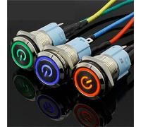 Interrupteur à bouton-poussoir métallique avec témoin lumineux, tête plate 16 mm, réarmement automatique, momentané, 5 V, 12 V, 24 V, 220 V, 1 pièce(Orange,12V)