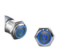 Interrupteur à bouton-poussoir métallique étanche 15 A 16/19/22/25 mm, lumière LED, verrouillage momentané, alimentation moteur de voiture(Blue-Power Light,22MM(1NO)_SELF-LOCKING_12-24V)