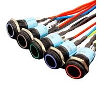 Interrupteur à bouton-poussoir métallique étanche à LED momentané de 16 mm 3 V 5 V 12 V 24 V(Green,5V)