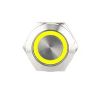 Interrupteur à bouton-poussoir métallique étanche course courte, 12/16/19/22/25/30 mm, 5/12/24 V, 1 NO, rouge, vert, avec voyant LED(Ring Yellow,25MM_BLACK_12-24V)