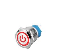 Interrupteur à bouton-poussoir métallique étanche de 16 mm, lumière LED, verrouillage momentané, interrupteur d'alimentation de moteur de voiture 6 V, 12 V, 24 V, 220 V.(Blue,12V Self lock)