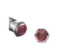 Interrupteur à bouton-poussoir métallique étanche, lumière LED, verrouillage momentané, interrupteur d'alimentation du moteur de voiture(Red circle Power,12MM(1NO)_SELF-RESET_220V)