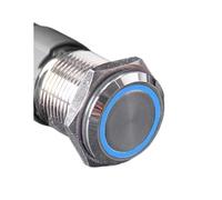 Interrupteur à bouton-poussoir métallique étanche, lumière LED, verrouillage momentané, interrupteur d'alimentation du moteur de voiture(Blue circle,16MM(1NO 1NC)_SELF-RESET_12-24V)