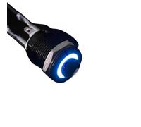 Interrupteur à bouton-poussoir métallique étanche tête haute, petit, lumière LED, verrouillage automatique/réinitialisation, 3/6/12/24/220 V, 8/10/12/16 mm, noir oxydé(Blue,SELF-LOCKING_16MM_12-24V)